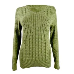 Karen Scott Women's Cotton V-Neck Sweater (L, Hazel Marl)